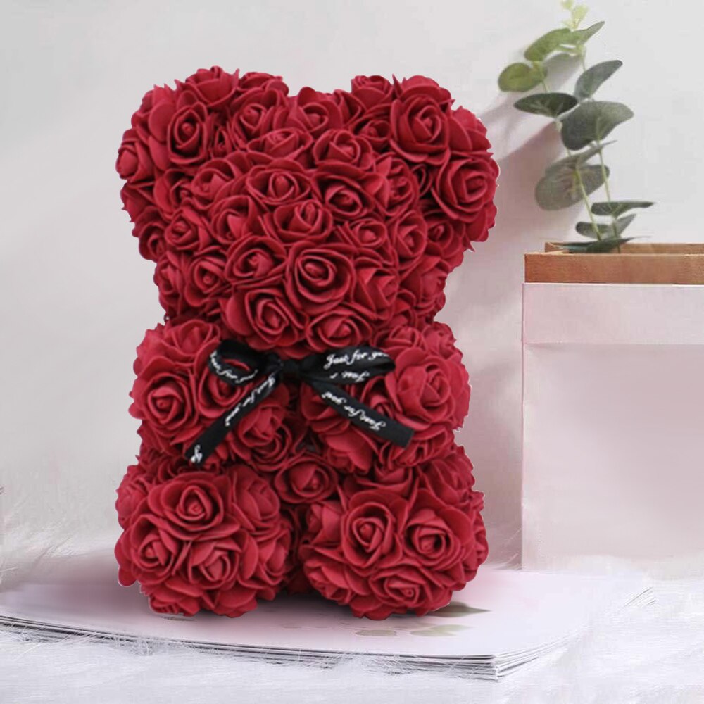 25cm/40cm Rose Bear Valentine&#39;s Day Artificial Flower Teddy Rose Bear 2022 New Year Christmas Decoration Women Valentines Gifts - Executive-Skincare