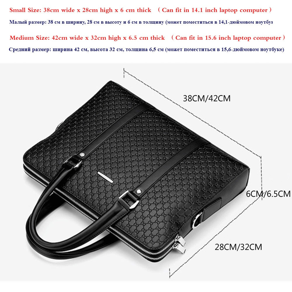 New Double Layers Men&#39;s Leather Business Briefcase Casual Man Shoulder Bag Messenger Bag Male Laptops Handbags Men Travel Bags - Executive-Skincare