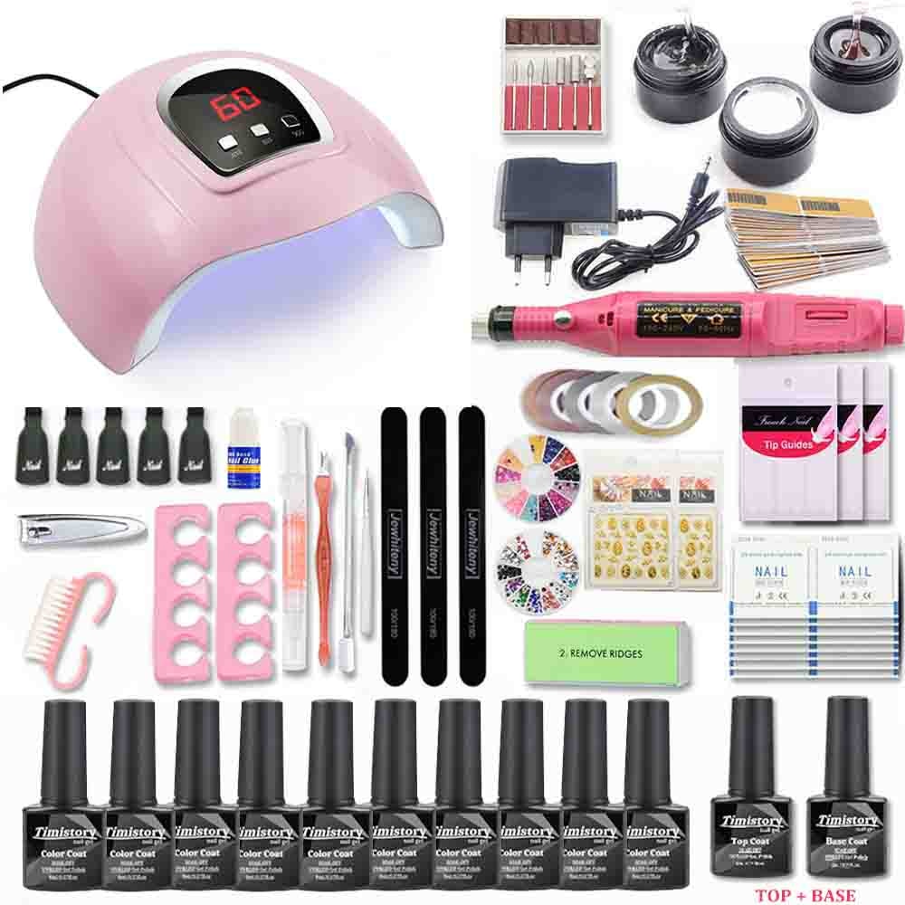 Nail Set for Nail 20 Kinds Nail Polish Kit with 20000RPM Nail drill Machine Nail lamp Acrylic Kit Nail Art Tools Nail Art Set - Executive-Skincare