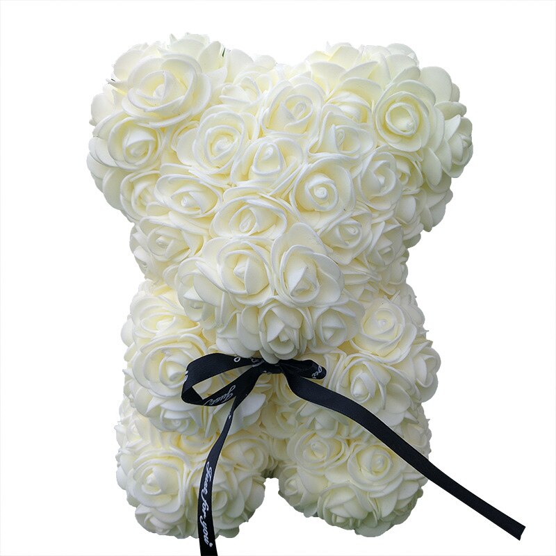 HOT Dorpshipping 25cm Teddy Dolls Rose Bear Valentine&#39;s Day Gift for Women Girlfriend Artificial PE Flower Wedding Party Decor - Executive-Skincare