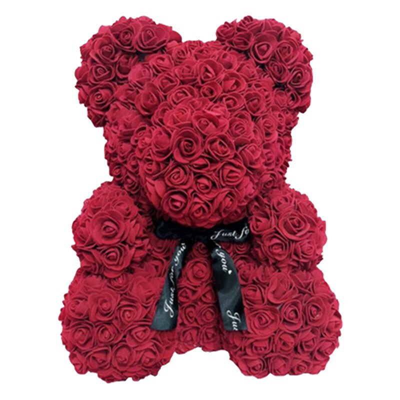 25cm Rose Bear Valentines Day Red Rose Teddy Bear Rose Flower Artificial Decoration Christmas Gifts Women Valentines Gift - Executive-Skincare