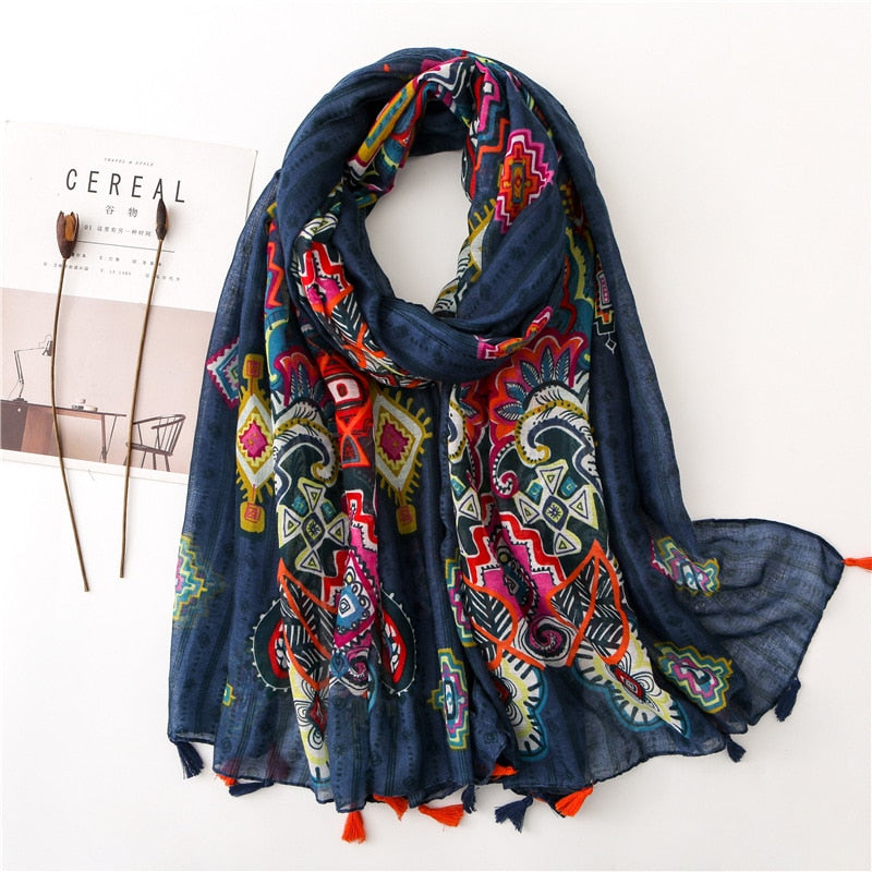 2022 New Women Cotton Scarf Winter Warm Neck Shawls and Wraps Blanket Scarfs Hijabs Headband Pashmina Female Store Foulard - Executive-Skincare