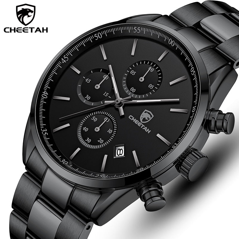 New CHEETAH Watches for Men Top Brand Luxury Fashion Business Quartz Men’s Wristwatch Stainless Steel Waterproof Sports Clock - Executive-Skincare