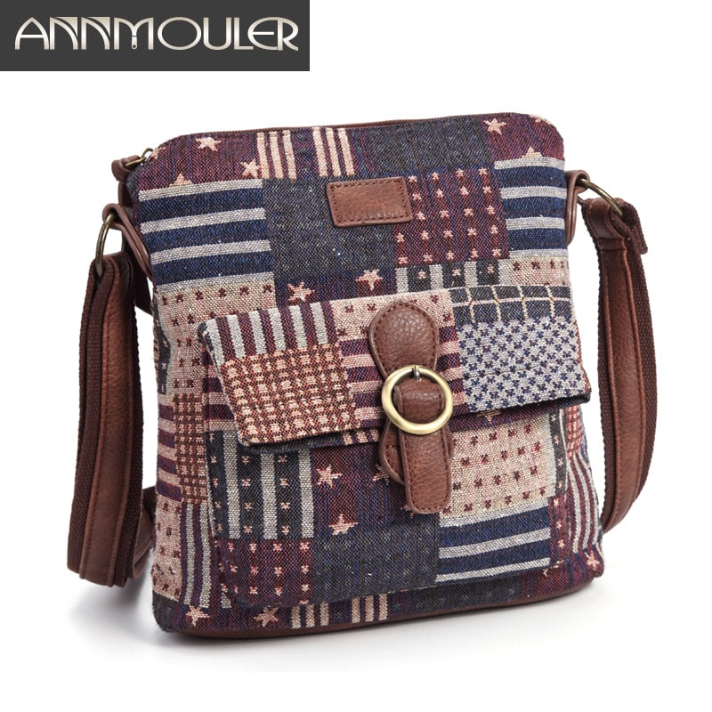 Annmouler Vintage Women Shoulder Bag Fabric Crossbody Bag Brand Designer Handbag Purse Woman Messenger Bag Girls Tote Bag - Executive-Skincare