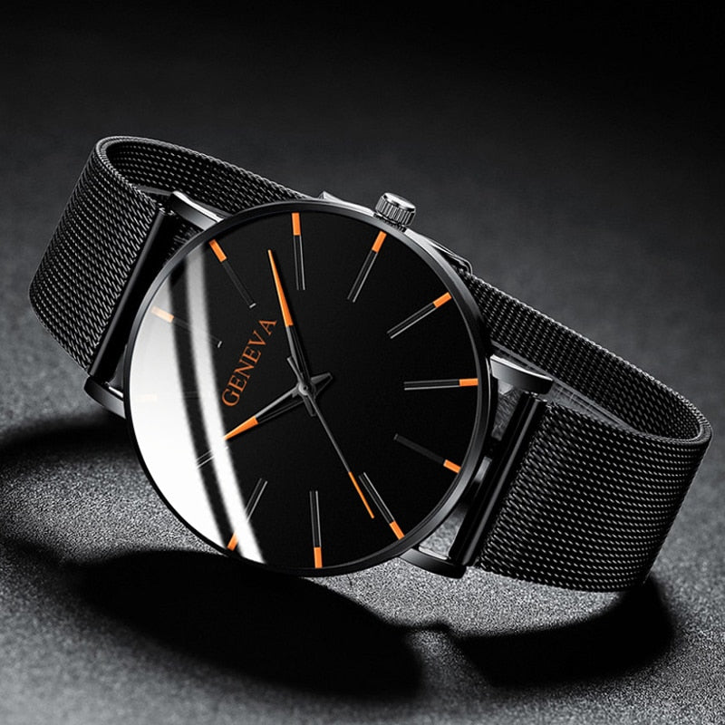 reloj hombre 2022 Watch Men Minimalist Ultra Thin Watches Men&#39;s Fashion Stainless Steel Mesh Belt Quartz Watch relogio masculino - Executive-Skincare