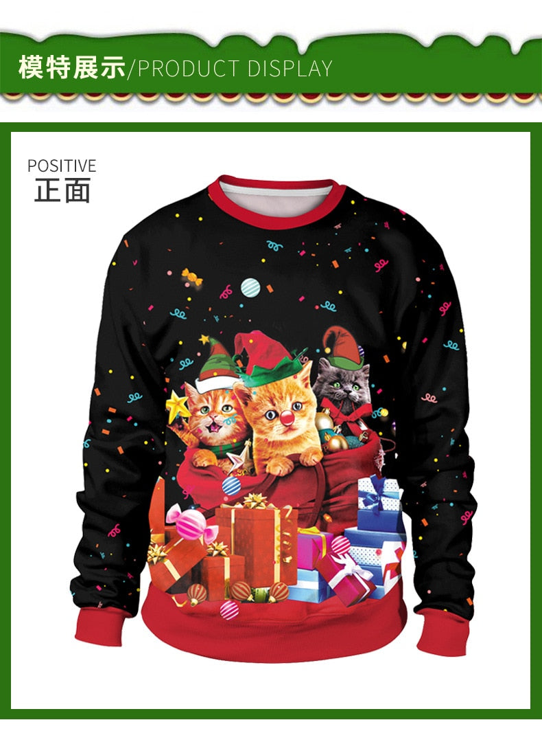 Unisex 2021 Ugly Christmas Sweater For Holidays Santa Elf Christmas Funny Fake Hair Sweater Autumn Winter Blouses Clothing - Executive-Skincare