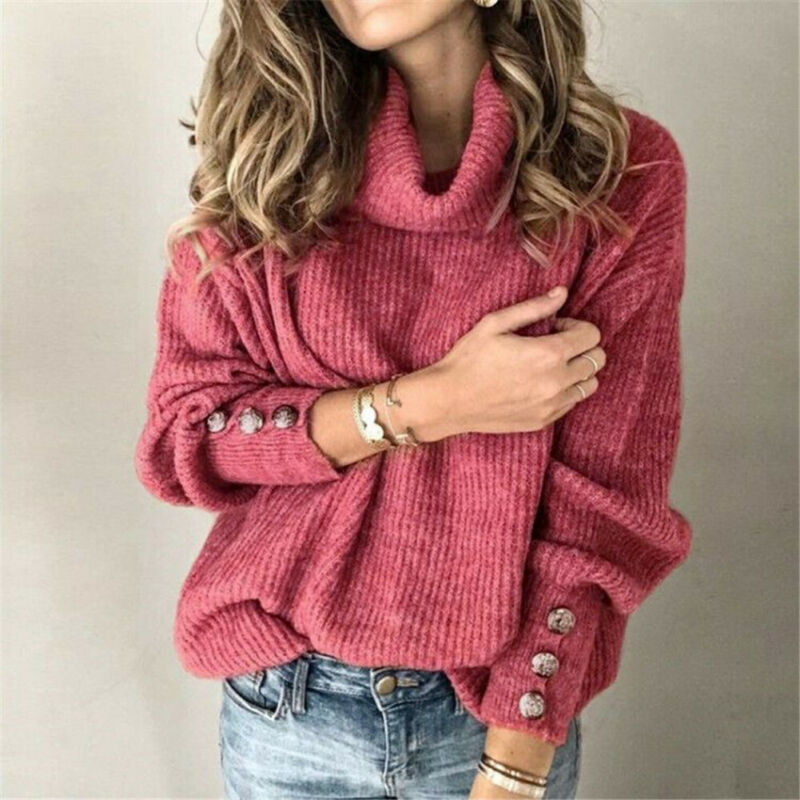 Hirigin Women Knitted  Jumper Pullovers Knitwear Autumn Winter Fashion Solid Turtleneck Long Sleeve Sweater New Arrival - Executive-Skincare