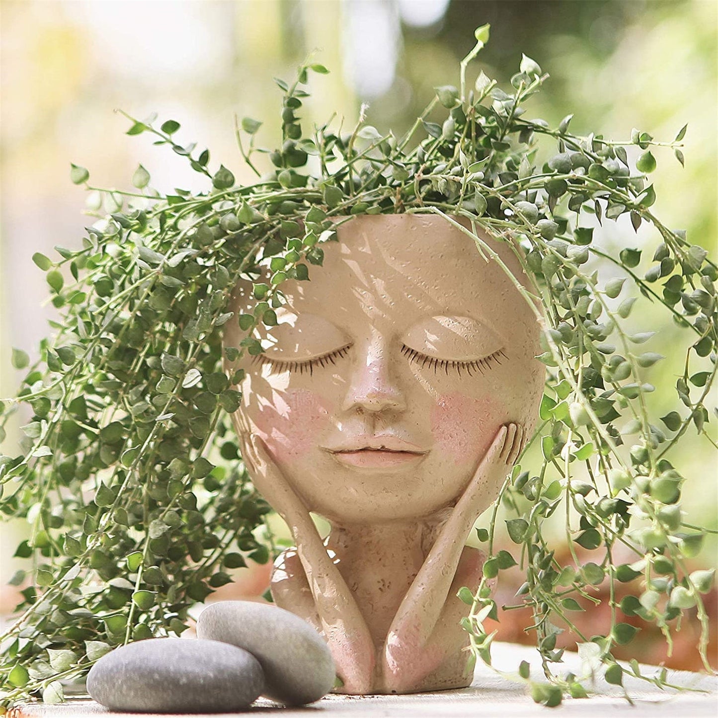 Girls Face Head Flower Planter Succulent Plant Flower Container Pot Flowerpot Figure Garden Decor Nordic Tabletop Ornament H5 - Executive-Skincare