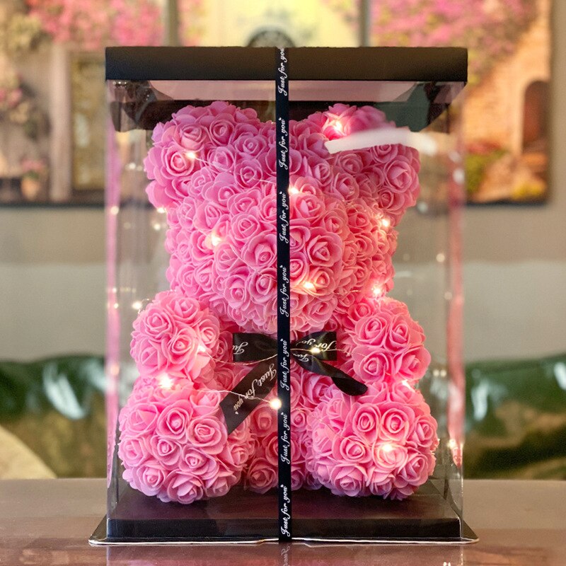 25cm/40cm Rose Bear Valentine&#39;s Day Artificial Flower Teddy Rose Bear 2022 New Year Christmas Decoration Women Valentines Gifts - Executive-Skincare