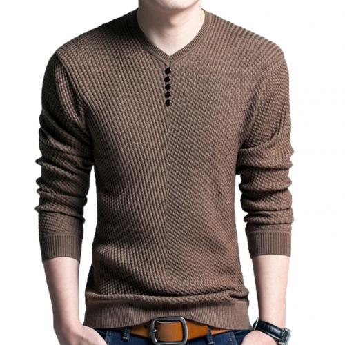 Chic Autumn Winter Sweaters Men Solid Color V Neck Long Sleeve 2021 Pullover Knitted Pull Sweater Mens Sweaters  Male Knitwear - Executive-Skincare