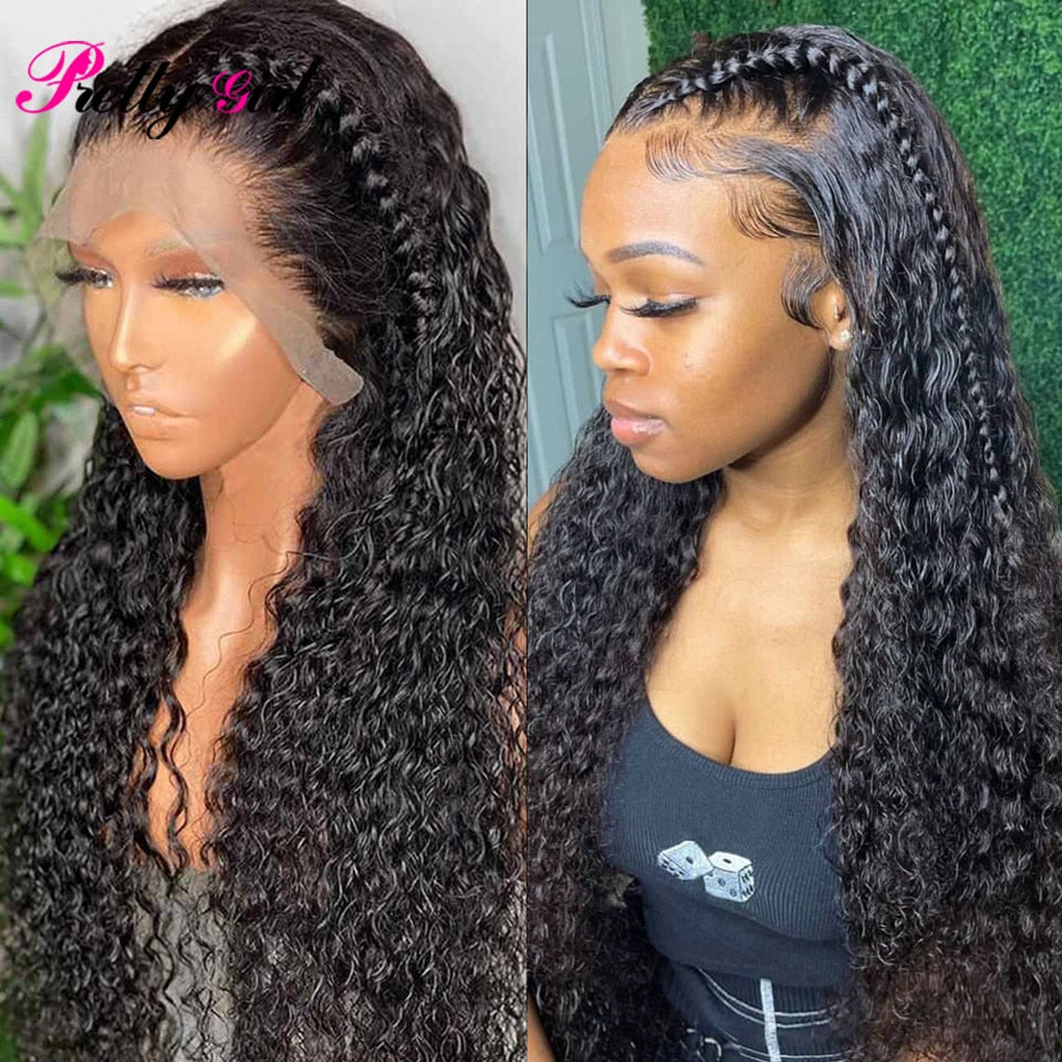 Water Wave 30Inch Lace Front Wig Human Hair Wigs Pre Plucked Middle Part Lace Wig Transparent Princess Hair Wig For Black Women - Executive-Skincare