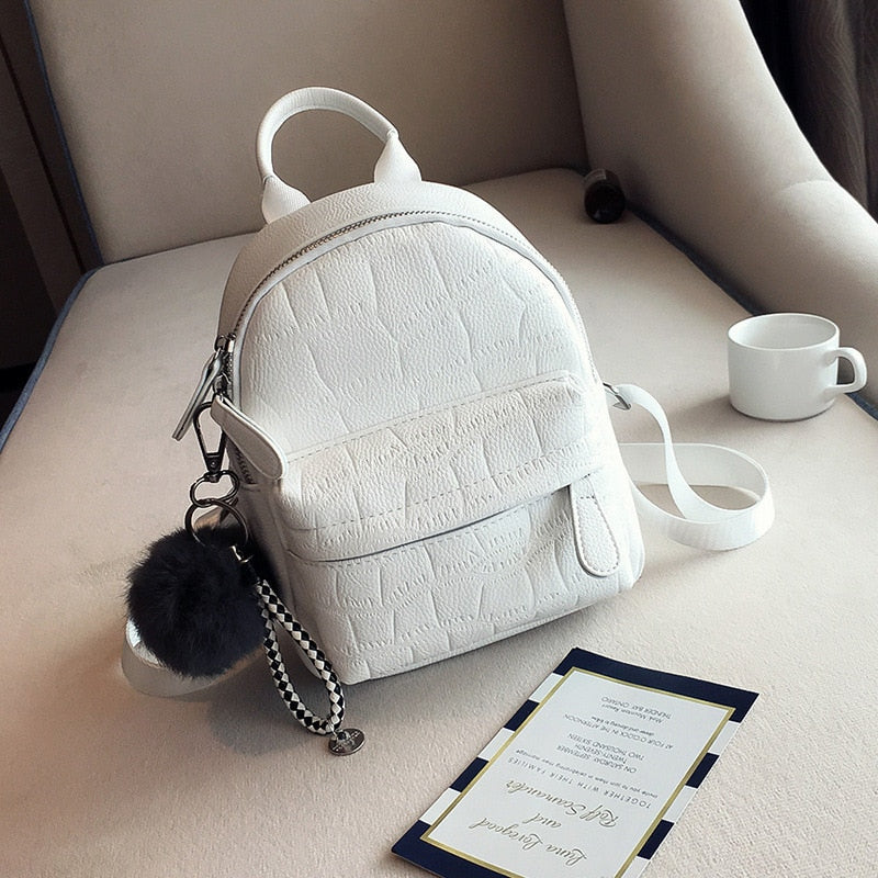 Mini Backpacks Women PU Leather Cute Small Backpack Female White Back Pack Black Backpacks For Teen Girls Fashion Bagpack Woman - Executive-Skincare