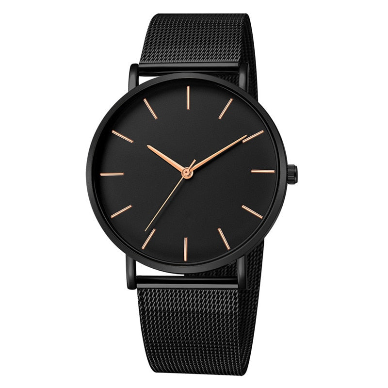 Men Watch Quartz Casual Watches Simple Metal Hour Reloj Quartz Watch Montre Mesh Stainless Steel erkek kol saati masculino clock - Executive-Skincare