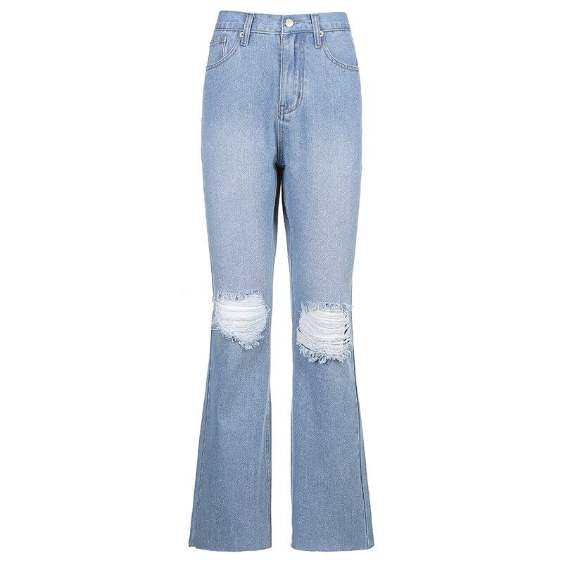 flare Pants Female Women&#39;s Jeans clothes Boyfriend Jeans Women Jeans Pants High Waist Mom Ripped Jeans 2021 Stright Trousers - Executive-Skincare