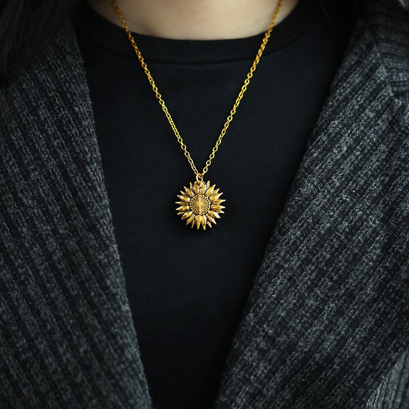 You Are My Sunshine Necklaces For Women Men Lover Gold Color Sunflower Necklace Pendant Jewelry Birthday Gift For Girlfriend Mom - Executive-Skincare