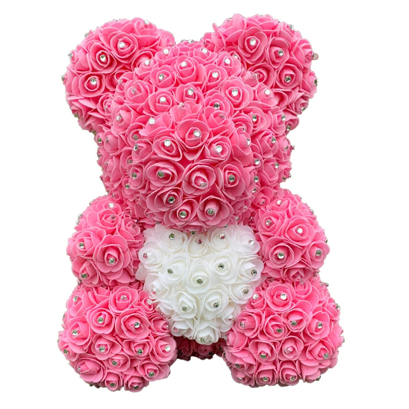 Drop shipping Valentine&#39;s Gifts Diamond Teddy Rose Bears 40cm Artificial Flower Bears For Girls Christmas Gifts - Executive-Skincare