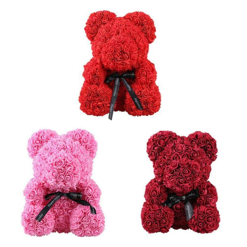 2021 New Style 37cm / 23cm Cute Teddy Bear Rose Flower Artificial Decoration Christmas Gift Female Valentine&#39;s Day Gift DropShip - Executive-Skincare