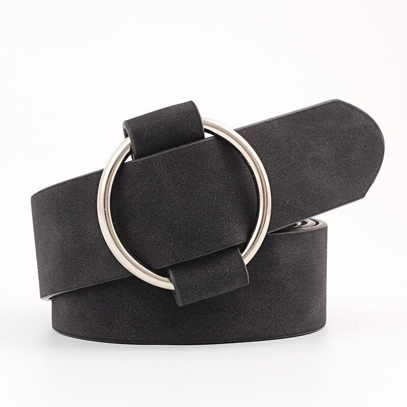 Double Ring Women Belt Fashion Waist Belt PU Leather Metal Buckle Heart Pin Belts For Ladies Leisure Dress Jeans Wild Waistband - Executive-Skincare