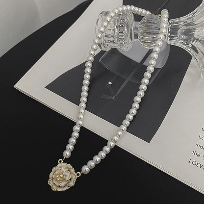 2021 Korean New Exquisite Rose Pearl Necklace Fashion Temperament Versatile Clavicle Chain Necklace Women&#39;s Jewelry - Executive-Skincare