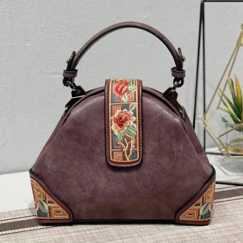 Johnature Retro Embroidery Luxury Handbags Women Bags Designer 2022 New Versatile Chinese Style Lady Leather Shoulder Bags - Executive-Skincare