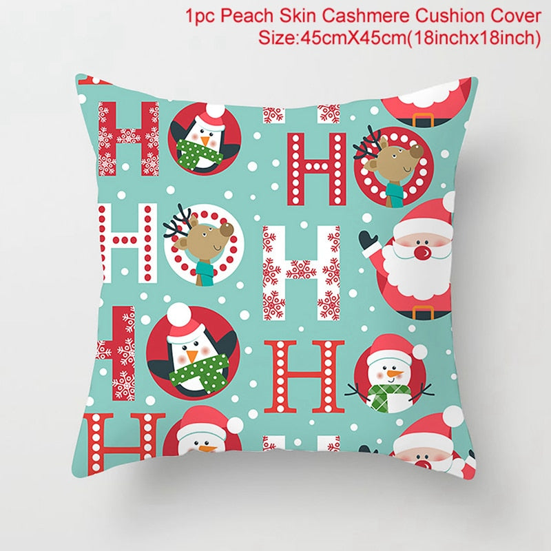 45*45 Christmas Cushion Cover Merry Christmas Decorations for Home Santa Reindeer Pillow Cases Xmas Gifts New Year 2023 Navidad - Executive-Skincare