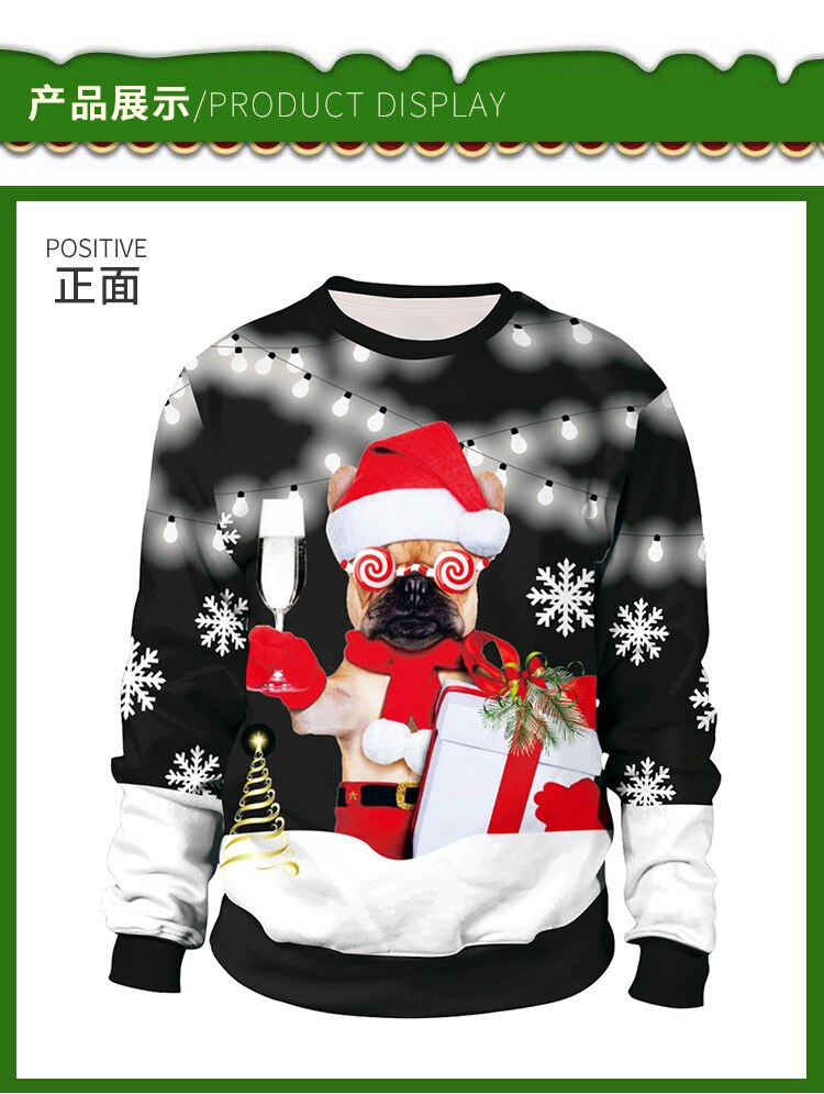 Unisex 2021 Ugly Christmas Sweater For Holidays Santa Elf Christmas Funny Fake Hair Sweater Autumn Winter Blouses Clothing - Executive-Skincare