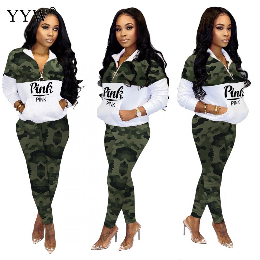 Spring Autumn Pink Letter Print Women Tracksuit Two Piece Sets Casual O Neck Long Sleeve Tops + Pants Outfits Set Sport Wear 3XL - Executive Quality Store