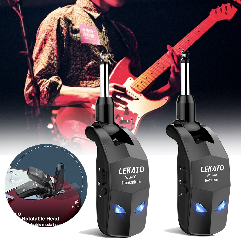 Lekato Wireless Guitar System 2.4Ghz Guitar Transmitter Receiver For Electric Guitar Wireless Transmitter Built-In Rechargeable - Executive-Skincare