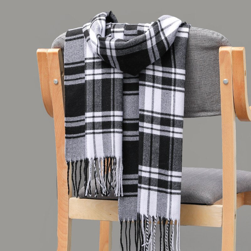 190*35cm Men girls neckwear Unisex children scarf Autumn winter long thick warm all-match Cashmere shawl pashmina muffler wrap - Executive-Skincare