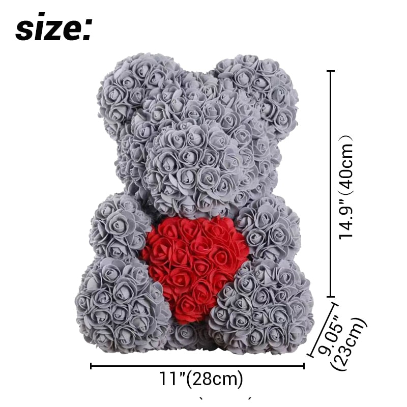 40cm rose teddy bear flower artificial handmade eternal rose bear valentine&#39;s day anniversary bridal baptism wedding mother&#39;s da - Executive-Skincare