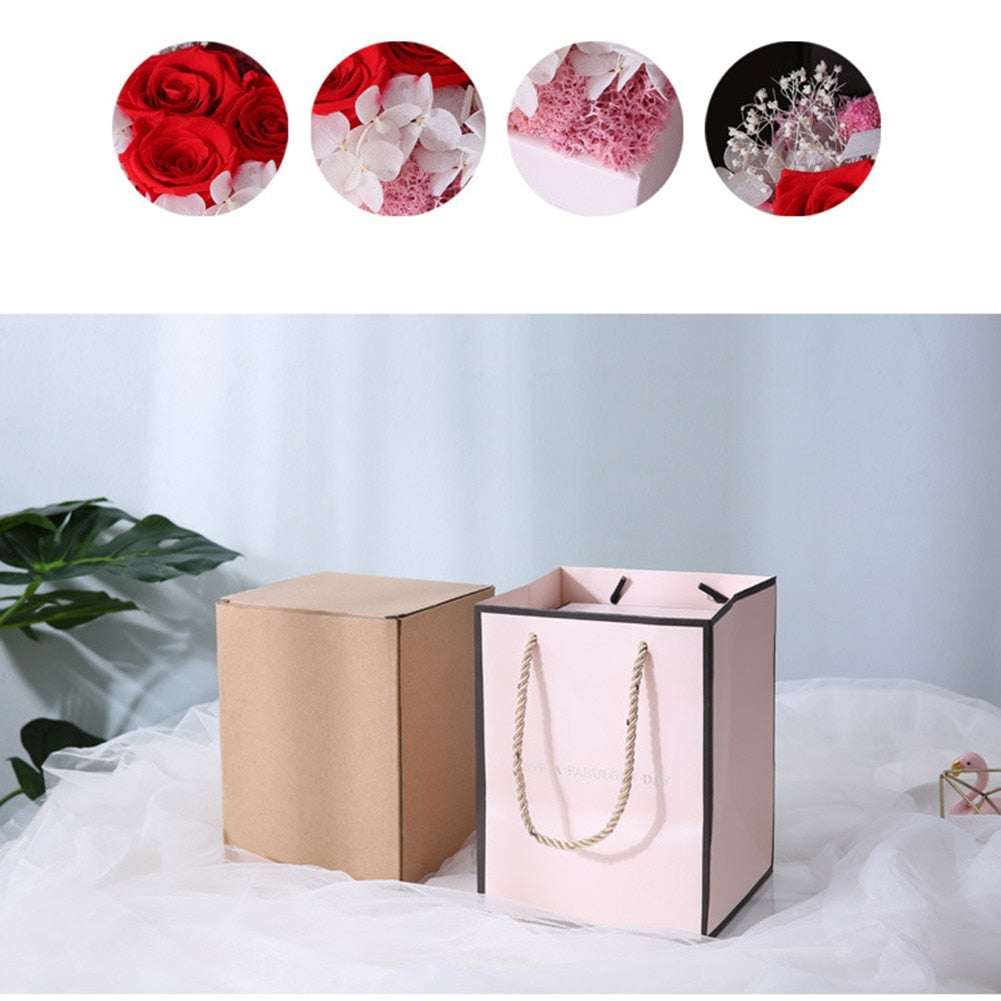 Rose Teddy Bear Double Door Gift Box  Artificial preserved flower Jewelry Necklace Gift Case Wedding  Valentine&#39;s Day Gift - Executive-Skincare