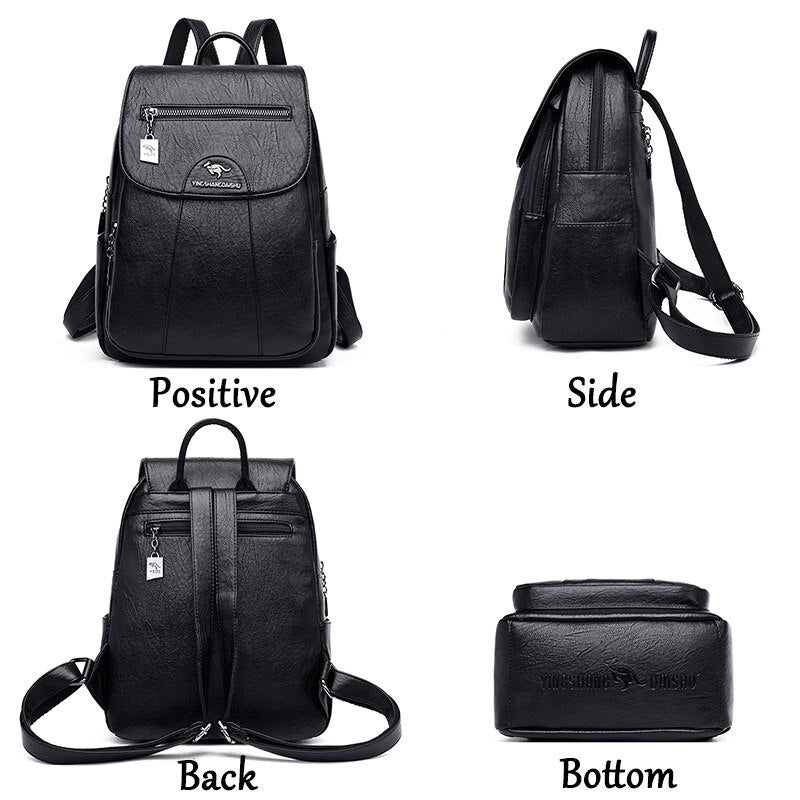 High Quality Leather Backpack Women Large Capacity Travel Backpack Fashion School Bags Mochila Shoulder Bags for Women 2022 New - Executive-Skincare