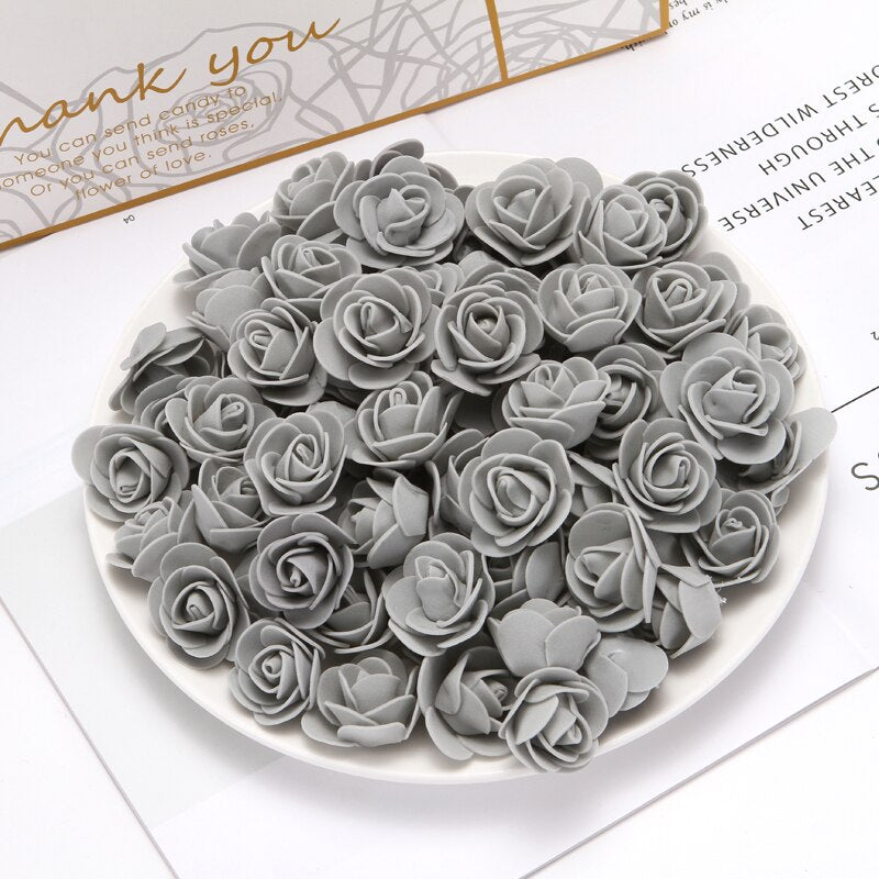 100pcs Wedding Teddy Bear of Roses Diy Gift Valentine Day Present Artificial Flowers New Year Christmas Decoration for Home - Executive-Skincare