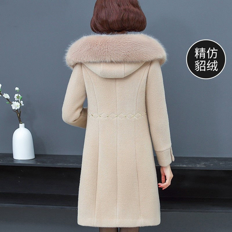 Middle Aged Women&#39;s Winter Jacket 2022 Long Imitation Mink Velvet Cashmere Coat High Quality Middle Age Female Woolen Coat W2375 - Executive-Skincare