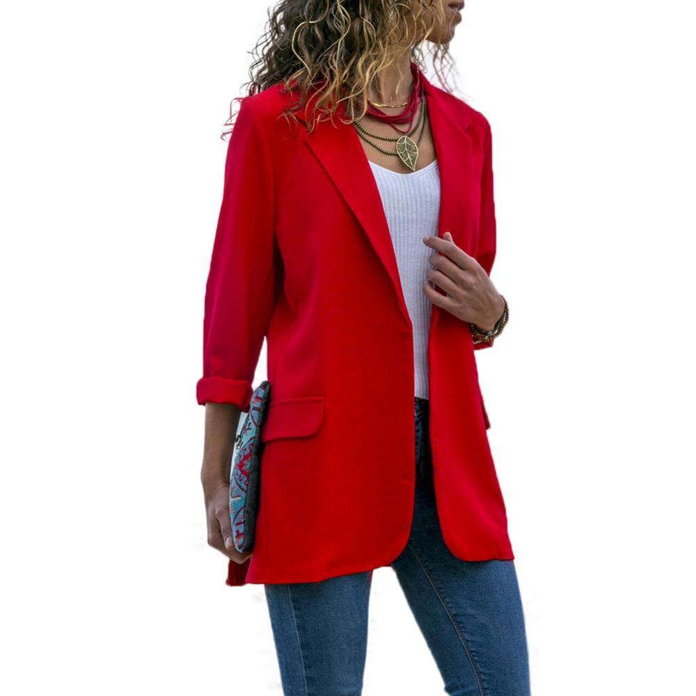 2021 New Fashion Office Ladies Solid Color Lapel Long Sleeve Blazer Women Casual Slim Blazer Coat Suit Jacket костюм женский - Executive-Skincare