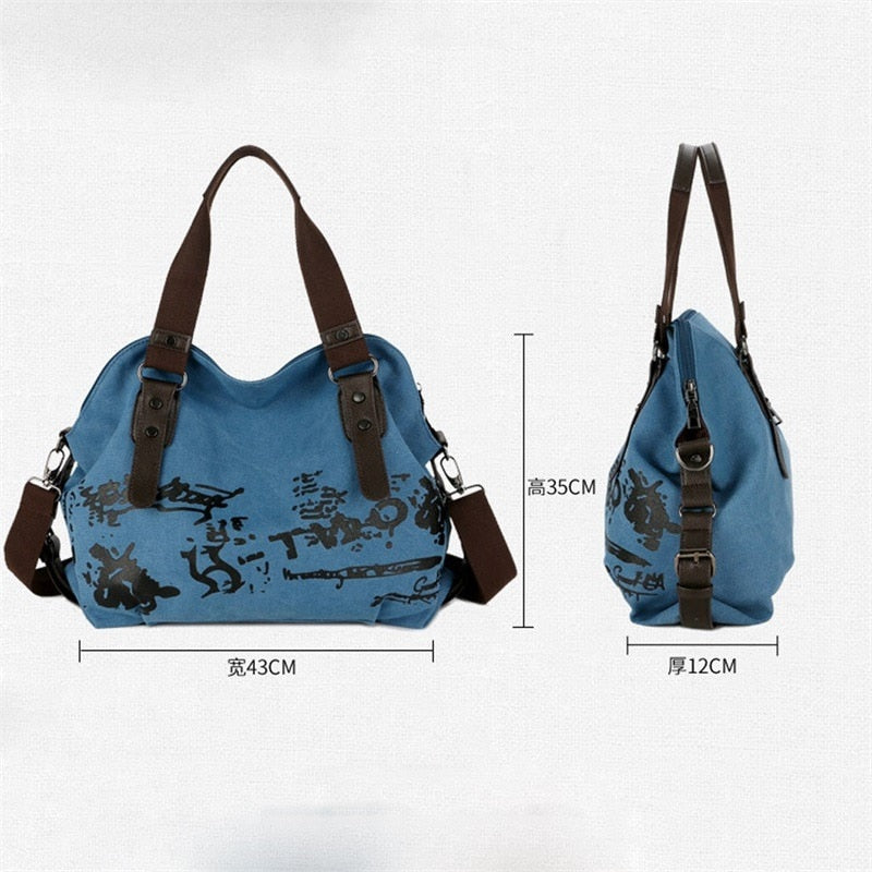 Vintage Graffiti Women Bag Canvas Handbag Female Famous Designer Shoulder Bag Ladies Tote Large Crossbody Sac a Main bolsos Muje - Executive-Skincare