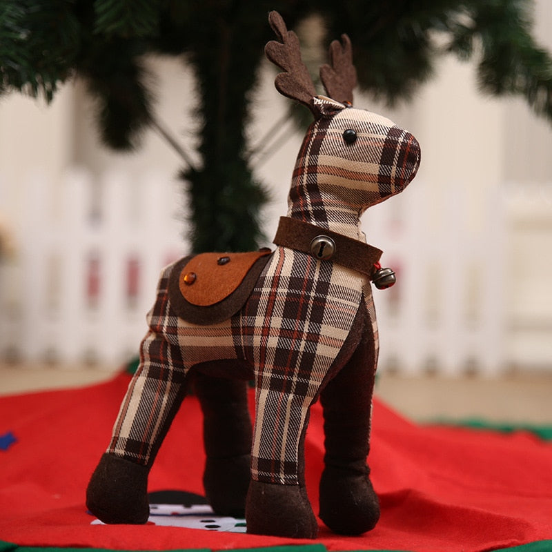 Christmas Decoration Pendant Festival Deer Reindeer Plaid cloth Doll House Table Ornaments Christmas Tree Elk Kids New Year Gift - Executive-Skincare