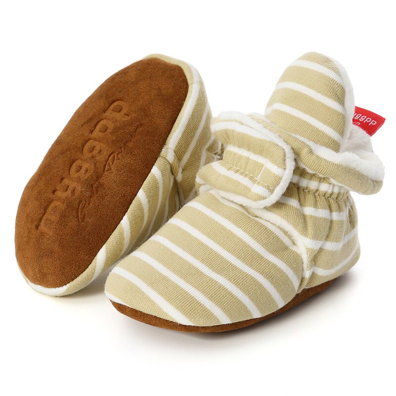 Baby Socks Shoes Boy Girl Stripe Gingham Newborn Toddler First Walkers Booties Cotton Comfort Soft Anti-slip Infant Crib Shoes - Executive-Skincare