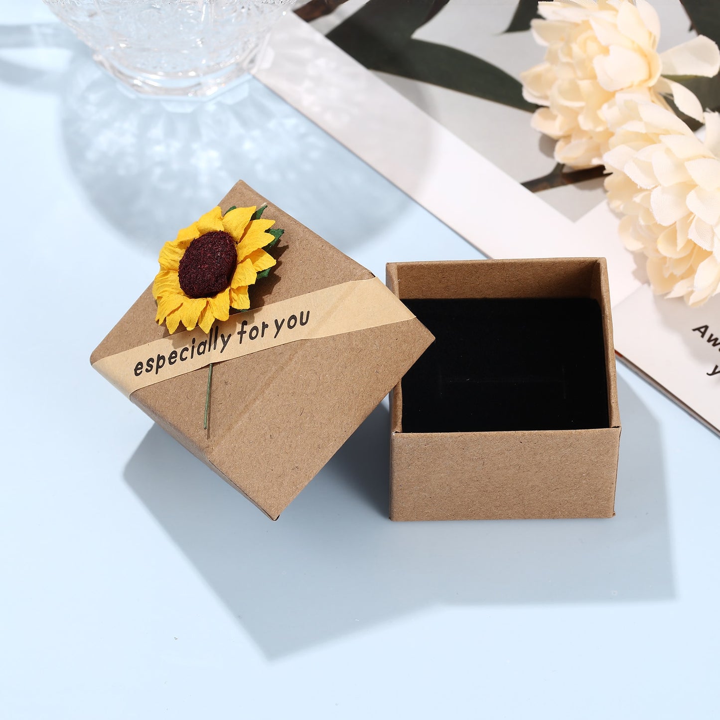 JewelOra Personalized Jewelry Box Delicate Sunflower Rose Flower Gift Boxes for jewellery Christmas Anniversary Gifts for Family - Executive-Skincare