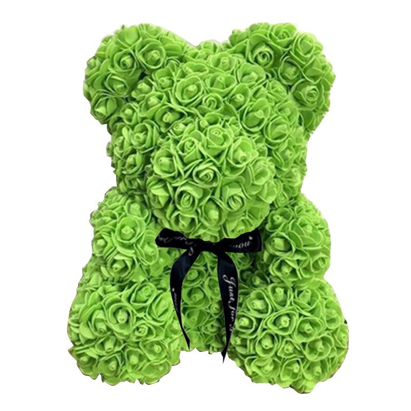 25cm Rose Bear Valentines Day Red Rose Teddy Bear Rose Flower Artificial Decoration Christmas Gifts Women Valentines Gift - Executive-Skincare