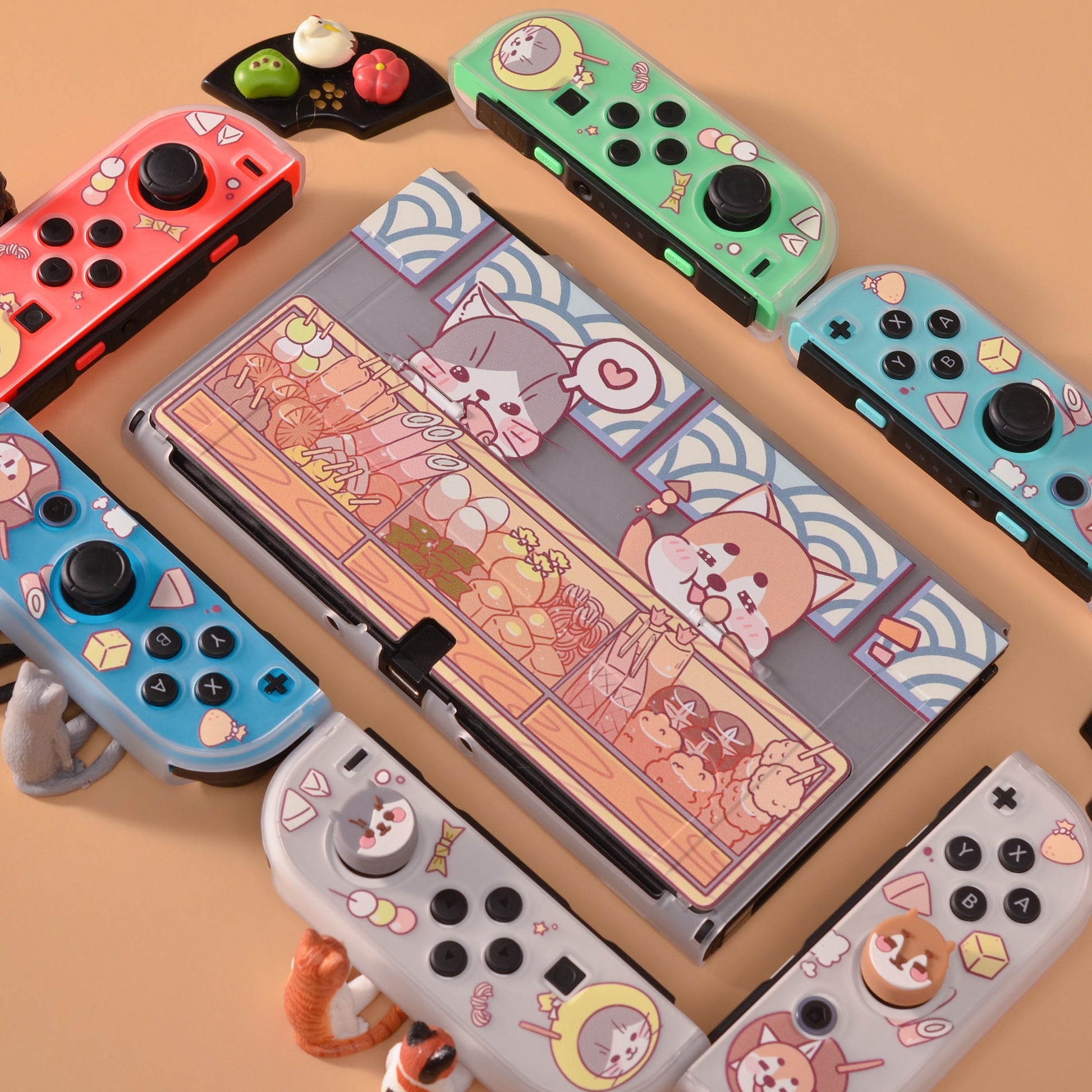 pawdiary switch oled case switch oled case matter finish oden kanto cooking nintendo switch oled tpu case cat dog - Executive-Skincare