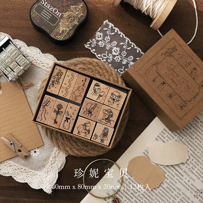 Jenny Chinese Character Number  Universe Flower Week Wooden Rubber Stamp Scrapbooking Deco DIY Craft Standard Wooden Stamps - Executive-Skincare