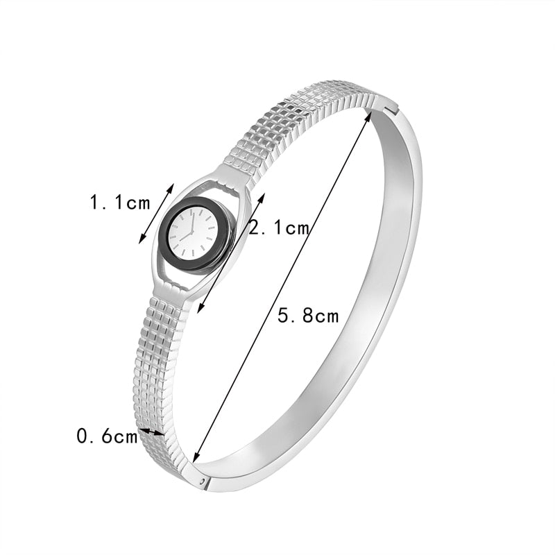 New Arrival Imitation Watch Shape Woman Bangle Bracelet Stainless Steel Jewelry Woman Bracelet Gift for Women - Executive-Skincare