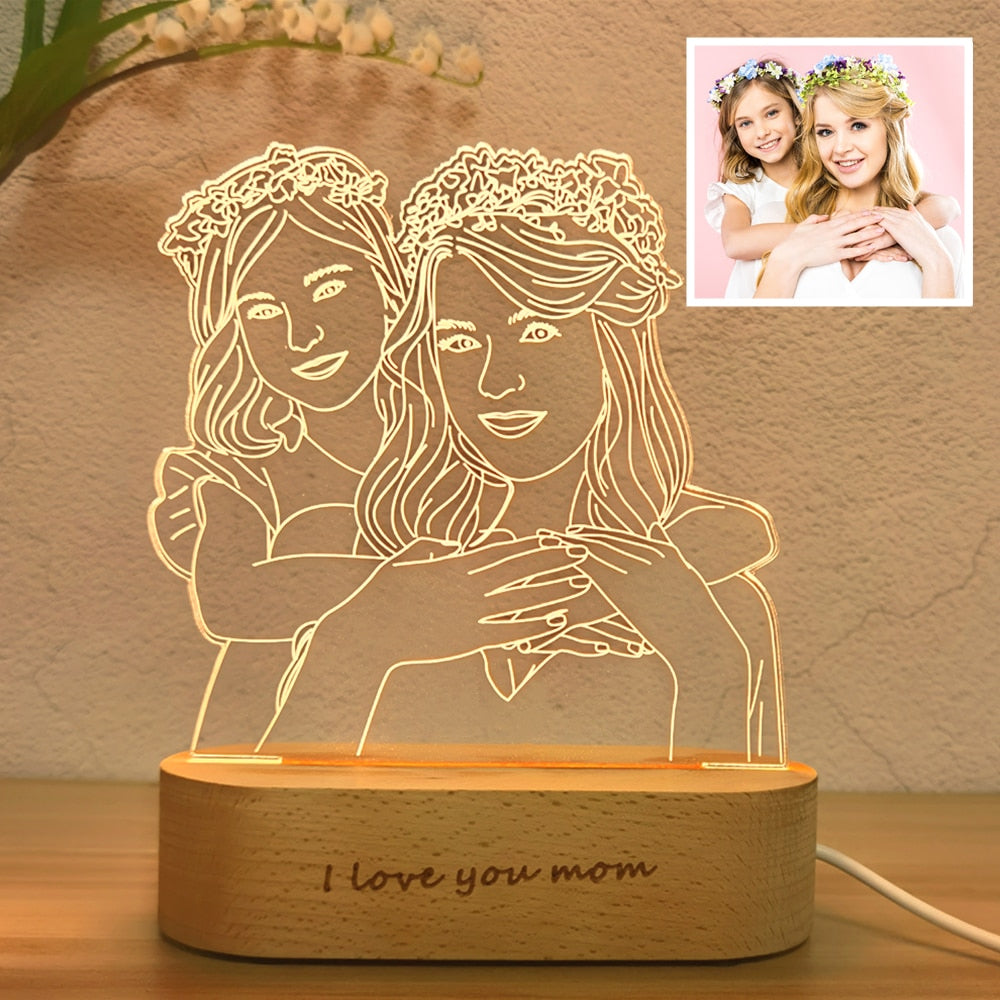 Personalized Custom Photo 3D Lamp Text Customized Bedroom Night Light Wedding Anniversary Birthday Mother&#39;s Father&#39;s Day Gift - Executive-Skincare