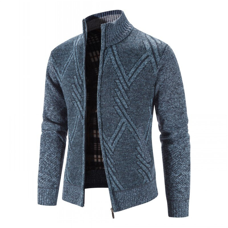 Winter Jackets Men Cardigans Sweatercoats High Quality Male Stand-up Collar Casual Cardigans Slim Fit Warm Sweaters Size 4XL - Executive-Skincare