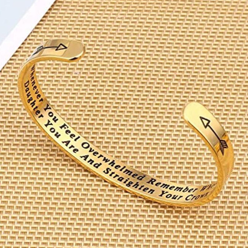 Whenever You Feel Overwhelmed Remember Whose Straighten Your Crown Bracelet, Engraved Inspirational Bangle Gift for Mom Daughter - Executive-Skincare