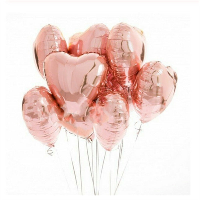 10pcs 18inch Rose Gold Red Pink Love Foil Heart Helium Balloons Wedding Birthday Party Balloons Valentine's Day - Executive-Skincare