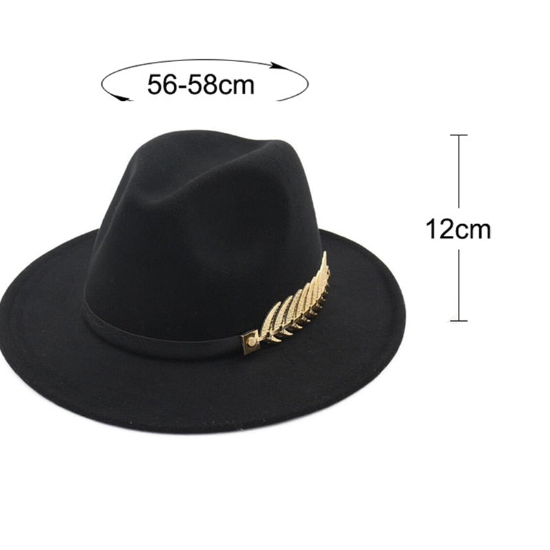 Ladies Wool Fedora Warm Jazz Hat Chapeau Femme feutre Panaman cap Felt Women Fedora Hats with Pearls Belt Vintage Trilby Caps - Executive-Skincare