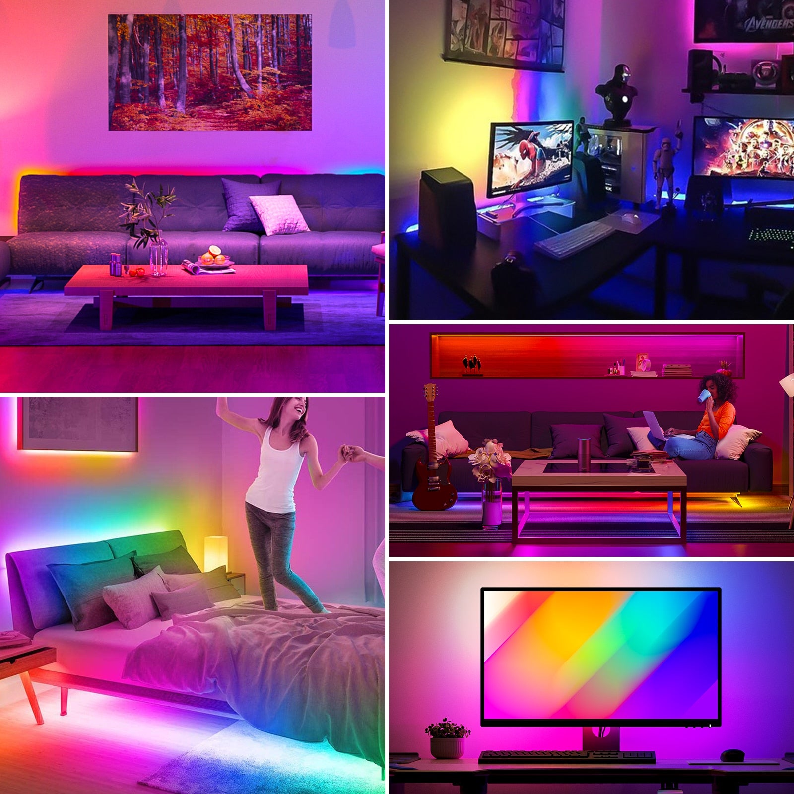 Dreamcolor LED Light Strip Bluetooth Music APP Control WS2811 WS2812B RGBIC Flexible Led Strip Room Bedroom Party Kitchen 5m-20m - Executive-Skincare