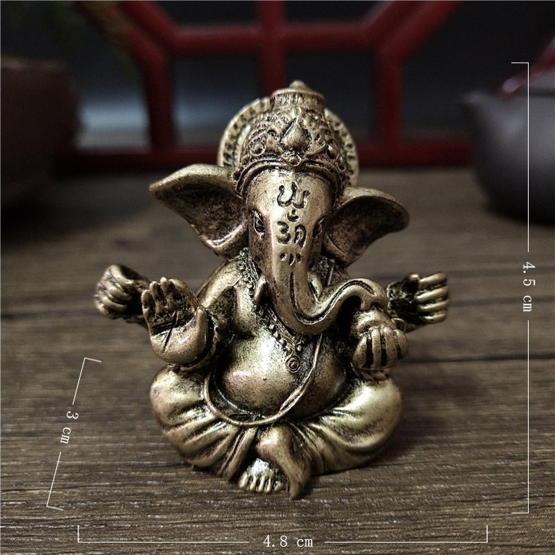 Gold Lord Ganesha Buddha Statue Elephant God Sculptures Ganesh Figurines Man-made Stone Home Garden Buddha Decoration Statues - Executive-Skincare